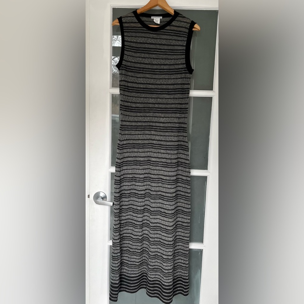SARAH PACINI grey and black knit maxi dress, one size